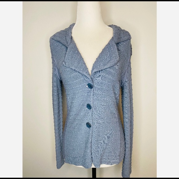 Armani Collezioni Blue Fitted Button down Sweater - Picture 1 of 7